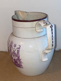 Staffordshire Liverpool Purple Transfer Pitcher with Jefferson Eagle