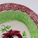 Red & Green Rainbow Spatter "Rose" Child's Cup & Saucer Circa 1830 LAM-27