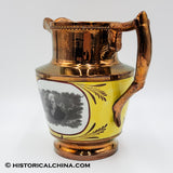 "The Hero of New Orleans" Staffordshire Canary Yellow & Copper Lustre "General Jackson" Transfer Pitcher Circa 1830 LAM-32