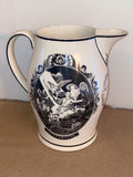 Very Large Creamware Liverpool Pitcher Apotheosis of Washington U.S. Ship Eagle