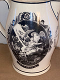 Very Large Creamware Liverpool Pitcher Apotheosis of Washington U.S. Ship Eagle