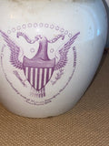 Staffordshire Liverpool Purple Transfer Pitcher with Jefferson Eagle