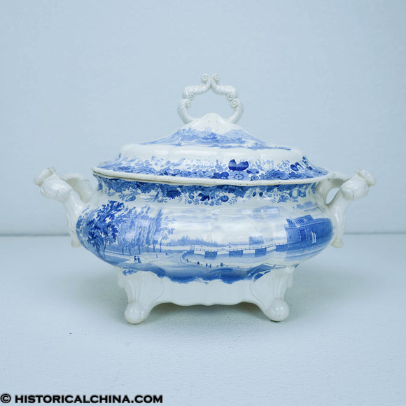 Castle Garden Battery New York Historical Blue  Soup Tureen & Cover ZAM-643