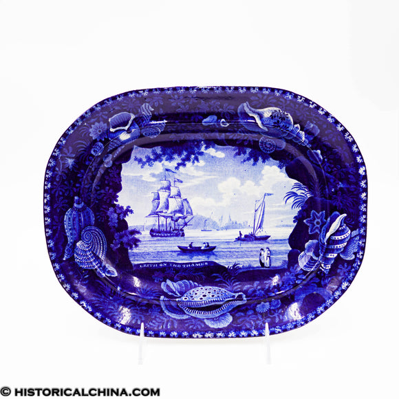 Erith On The Thames Platter Historical Blue Staffordshire Shell Border ZAM-435