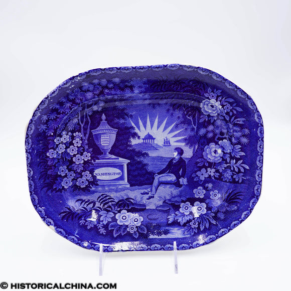 Lafayette at Franklin's Tomb Platter Historical Blue Staffordshire ZAM-440