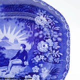 Lafayette at Franklin's Tomb Platter Historical Blue Staffordshire ZAM-440