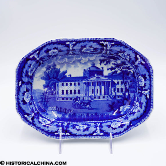 Rare Boston Hospital Beauties of America Series Ridgway Vegetable Dish Historical Blue Staffordshire ZAM-627