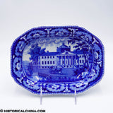 Rare Boston Hospital Beauties of America Series Ridgway Vegetable Dish Historical Blue Staffordshire ZAM-627