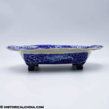 Landing of General Lafayette Castle Garden New York Footed Compote Historical Blue Staffordshire ZAM-179