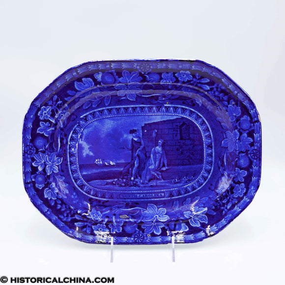 Arms of North Carolina Platter Mayer Historical Blue Staffordshire ZAM-466