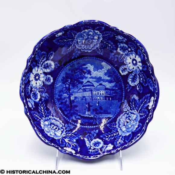 Washington Capitol Footed Bowl Scalloped Rim Historical Blue Staffordshire ZAM-29