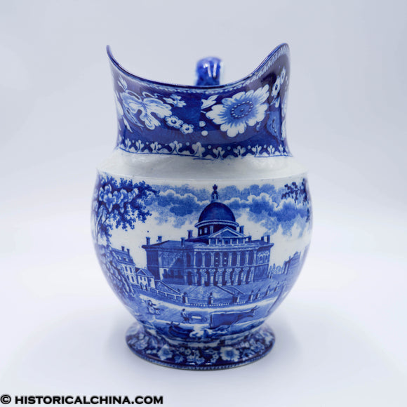 Boston State House Wash Pitcher Rogers Blue Historical Staffordshire ZAM-273