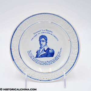 Welcome General Lafayette Land of Liberty Embossed 7" Plate Stevenson Historical Blue Staffordshire ZAM-393