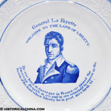 Welcome General Lafayette Land of Liberty Embossed 7" Plate Stevenson Historical Blue Staffordshire ZAM-393