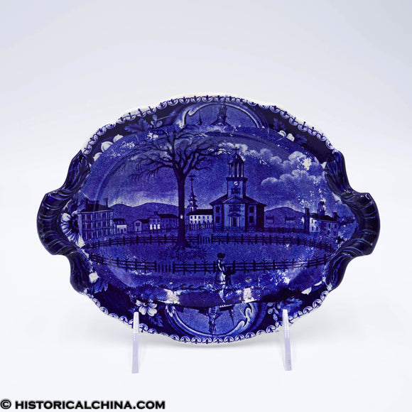 Winter View at Pitsfield Elm Gravy Tray Historical Blue Staffordshire ZAM-191