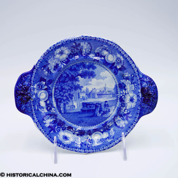 Irish View Round Gravy Tureen Under Tray Historical Blue Staffordshire ZAM-575