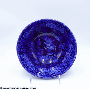 Lafayette at Franklin's Tomb Straight Sided Bowl Historical Blue Staffordshire ZAM-36