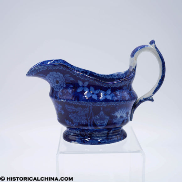 Lafayette at Washington's Tomb Sauceboat Creamer Historical Blue Staffordshire ZAM-70