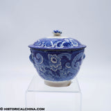 Virginia Chuch Round Form Sugar Bowl Embossed Shell Handles Historical Blue Staffordshire ZAM-538