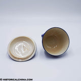 Virginia Chuch Round Form Sugar Bowl Embossed Shell Handles Historical Blue Staffordshire ZAM-538