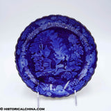 Lafayette at Franklin's Tomb Scalloped Rim Shallow Bowl Historical Blue Staffordshire ZAM-26