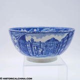 India Wharf Boston Exchange Coffee House Waste Bowl Historical Blue Staffordshire ZAM-634