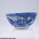 India Wharf Boston Exchange Coffee House Waste Bowl Historical Blue Staffordshire ZAM-634