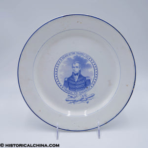 Hero of the Thames 1813 10 1/2" Plate General Harrison Historical Blue Staffordshire ZAM-369