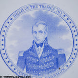Hero of the Thames 1813 10 1/2" Plate General Harrison Historical Blue Staffordshire ZAM-369