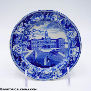 City Hall New York 6 3/8" Plate Stubbs Rose Border Historical Blue Staffordshire ZAM-390