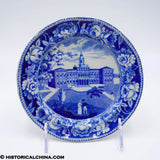 City Hall New York 6 3/8" Plate Stubbs Rose Border Historical Blue Staffordshire ZAM-390