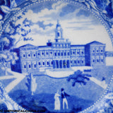 City Hall New York 6 3/8" Plate Stubbs Rose Border Historical Blue Staffordshire ZAM-390