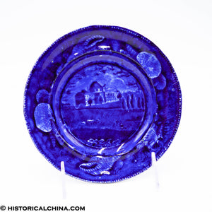 Capitol at Washington 6 1/2" Plate Dark Blue Seashell Border  Historical Staffordshire ZAM-414