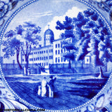 Columbia College New York 8 1/4" Plate Floral & Scroll Border Historical Blue Staffordshire ZAM-322
