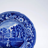 Columbia College New York 8 1/4" Plate Floral & Scroll Border Historical Blue Staffordshire ZAM-322