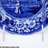 Columbia College New York 8 1/4" Plate Floral & Scroll Border Historical Blue Staffordshire ZAM-322