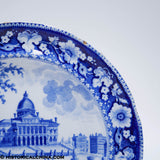 Boston State House 8 1/2" Plate Rogers Historical Blue Staffordshire One Tree Variant ZAM-321