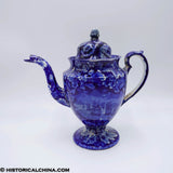 Commodore MacDonnough's Victory Pedestal Coffee Pot Historical Blue Staffordshire ZAM-50