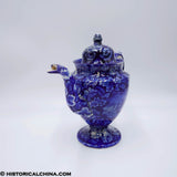 Commodore MacDonnough's Victory Pedestal Coffee Pot Historical Blue Staffordshire ZAM-50