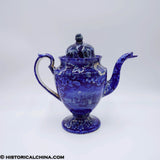 Commodore MacDonnough's Victory Pedestal Coffee Pot Historical Blue Staffordshire ZAM-50