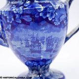 Commodore MacDonnough's Victory Pedestal Coffee Pot Historical Blue Staffordshire ZAM-50