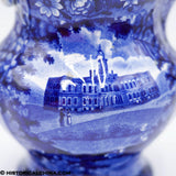 City Hall Insane Asylum New York Pitcher Clews Historical Blue Staffordshire ZAM-286