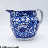 Rare Portrait Medallions Washington Lafayette Beehive Pitcher Historical Blue Staffordshire ZAM-644