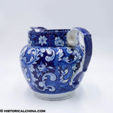 Rare Portrait Medallions Washington Lafayette Beehive Pitcher Historical Blue Staffordshire ZAM-644