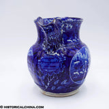 Rare Landing of Lafayette Embossed Ribbing Pitcher Historical Blue Staffordshire ZAM-259