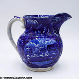 Rare Landing of Lafayette Embossed Ribbing Pitcher Historical Blue Staffordshire ZAM-259