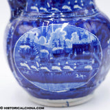 Rare Landing of Lafayette Embossed Ribbing Pitcher Historical Blue Staffordshire ZAM-259