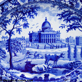 Boston State House Oval Platter Rogers Cows Historical Blue Staffordshire ZAM-441