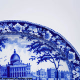 Boston State House Oval Platter Rogers Cows Historical Blue Staffordshire ZAM-441