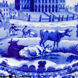 Boston State House Oval Platter Rogers Cows Historical Blue Staffordshire ZAM-441